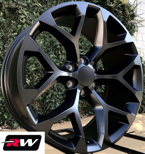 20 Inch Chevy Silverado Factory Style Snowflake Wheels Satin Black Rims