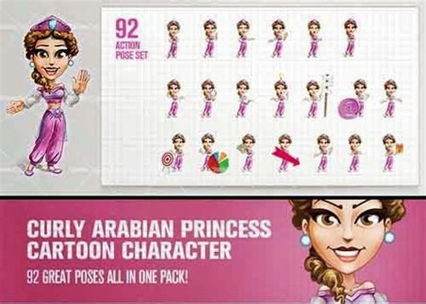 Curly Arabian Princess Cartoon Character Ultimate Set Freereskin