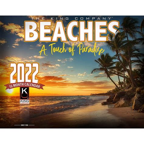 2022 Beaches Scenic Wall Calendar 16 Month X Large Size 14x22 Beach