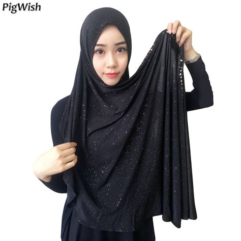 2019 Muslim Hijab Malaysia Sequins Turban Abaya Women Instant Hijabs