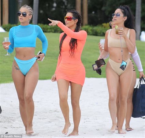 Kim Kardashian Flaunts Her Booty In Clingy Dress As She Has Some Girl Time At The Beach In