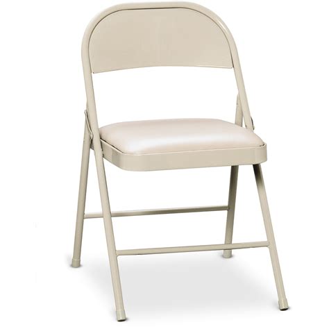 Steel Folding Padded Chair Set Of 4 Light Beige
