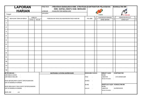 Download Laporan Mingguan Proyek Excel