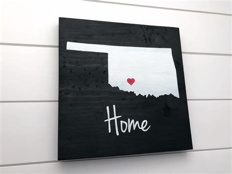 Oklahoma Wood Sign Home State Sign Oklahoma Wall Decor Etsy