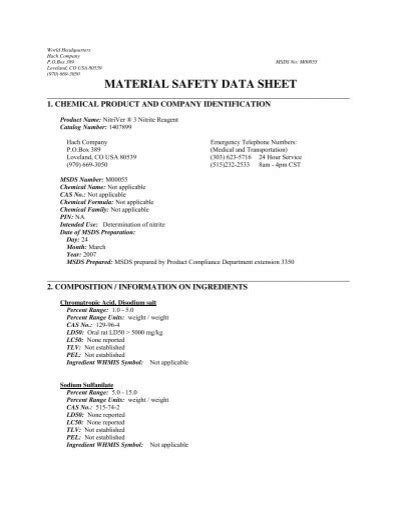 Material Safety Data Sheet Ofi Testing Equipment Inc