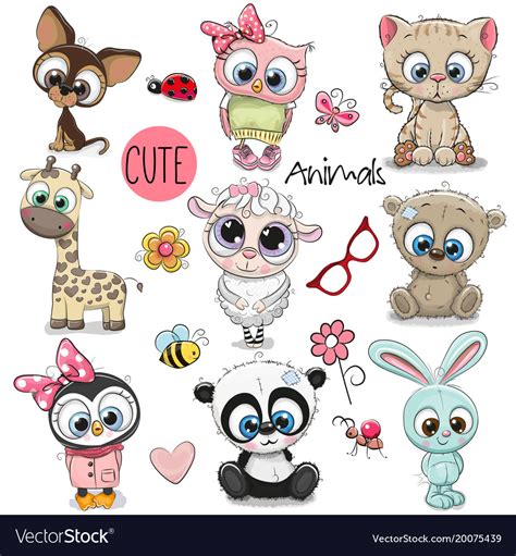 Set Of Cute Cartoon Animals Stock Illustration Download
