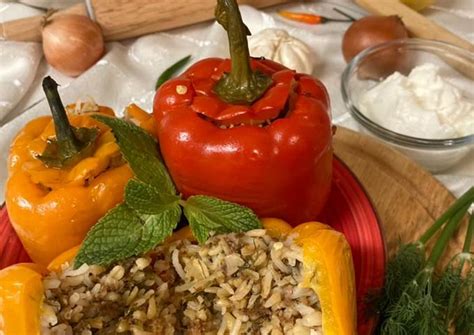 Resep Nasi Bungkus Paprika ala Turki Biber Dolması Stuffed Bell Pepper
