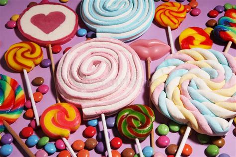 Lollipop Candies With Jelly And Sugar Colorful Array Of Different