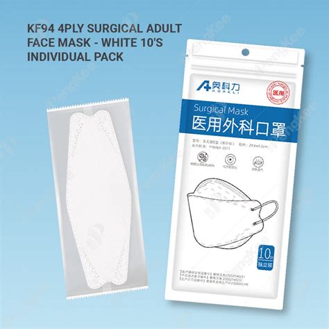 Kf94 4ply Surgical Adult Face Mask White Individual Pack