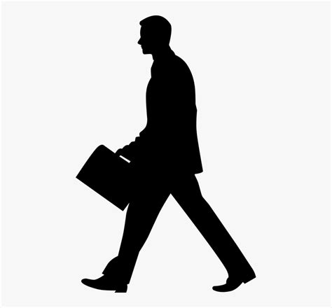 Business Man Walking Briefcase Holding Suit Silhouette Walking