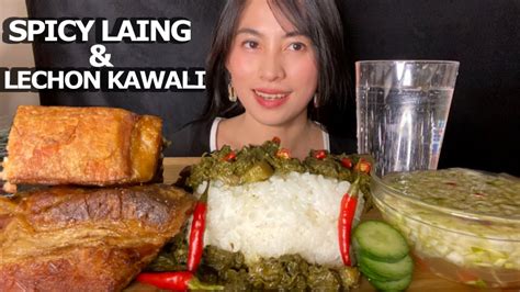 Spicy Laing And Lechon Kawali Mukbang Philippinebuhayjp2138 Youtube