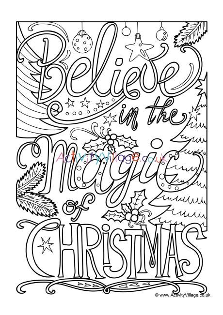 Believe In The Magic Of Christmas Colouring Page