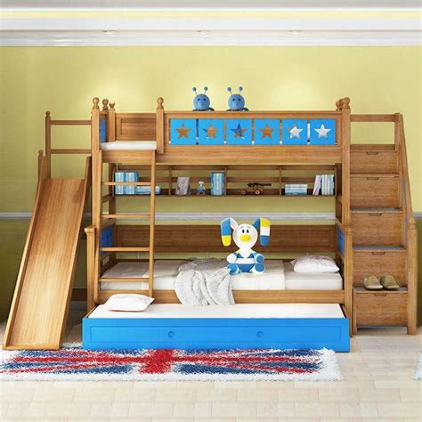 Theodore bunk bed with slide and tent for boys. Made To Order Colourful Triple Bunk With Stairs & Slide £ ...
