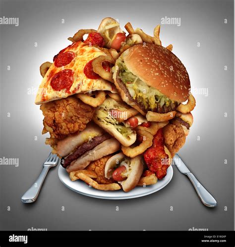 Fast Food Diet Concept Served On A Plate As A Mountain Of Greasy Fried