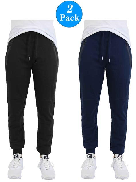 Mens Jogger Sweatpants With Zipper Pockets 2 Pack