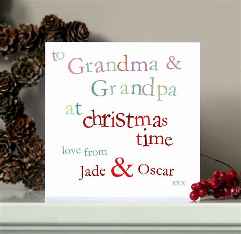 Sending you love and warm wishes for a christmas that's as wonderful as you, grandma grandpa. personalised grandma and grandpa christmas card by molly ...