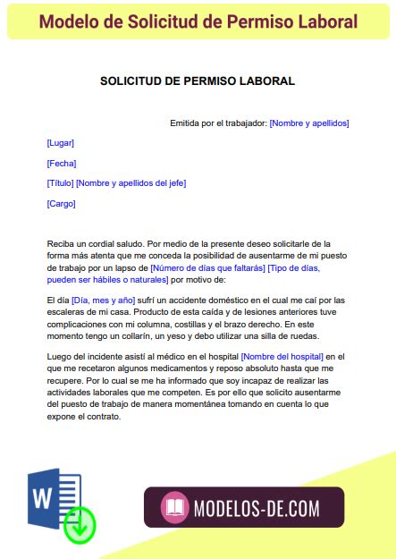 Modelo De Solicitud Permiso Por Salud Pdf Noticias Brainly Help