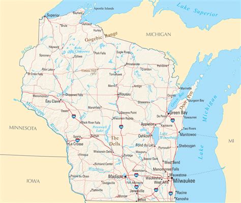 Printable Map Of Wisconsin Cities Printable Maps