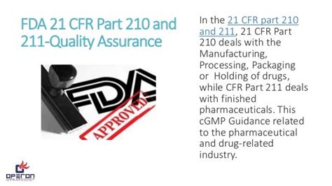 21 Cfr 210 And 211 Quality Assurance