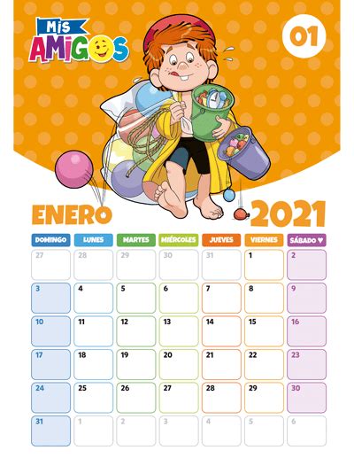 Calendario Enero 2021 Revista Mis Amigos