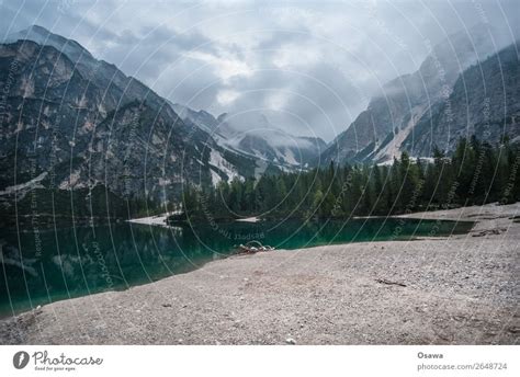 Braies Wild Lake Lago Di Braies A Royalty Free Stock Photo From