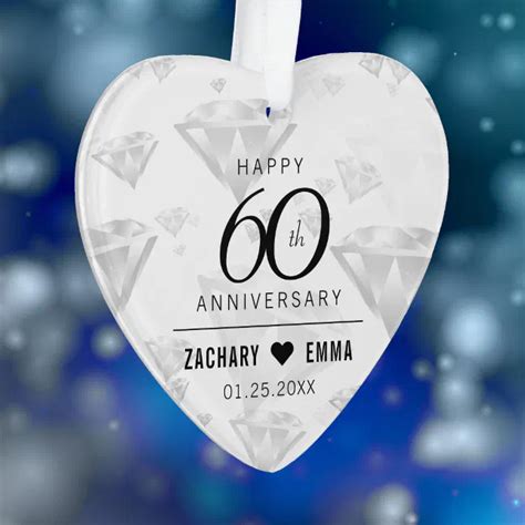 Elegant 60th Diamond Wedding Anniversary Ornament Zazzle