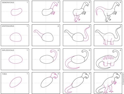 How To Draw Simple Dinosaurs Dinosaur Art Projects Dinosaur Drawing