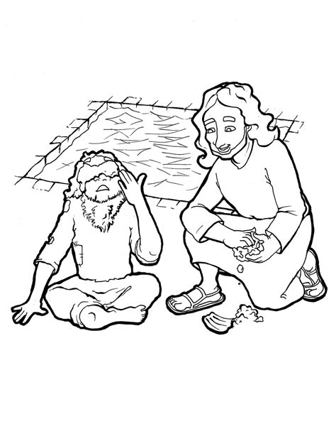Jesus Heals The Blind Man Coloring Page Coloring Nation