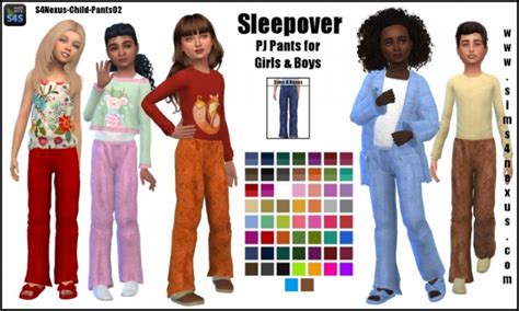 Sleepover Pj Pants For Girls And Boys By Samanthagump At Sims 4 Nexus