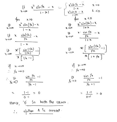 the value of limit x→∞ x 2sin 1 x x1 x is