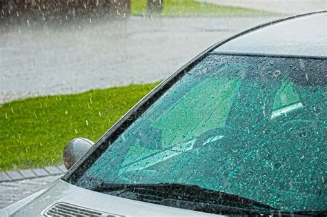 Raining On Cars Windshield Stock Image Image 22727471