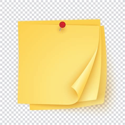 Premium Vector Stack Of Yellow Paper With Red Pin Empty Sticker
