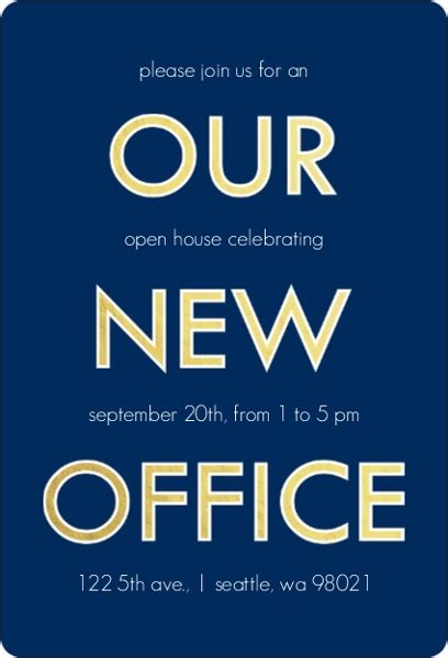 Faux Gold Navy New Office Open House Invitation Business Open House