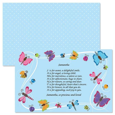 Butterflies Name Poem Kids Placemats Current Catalog