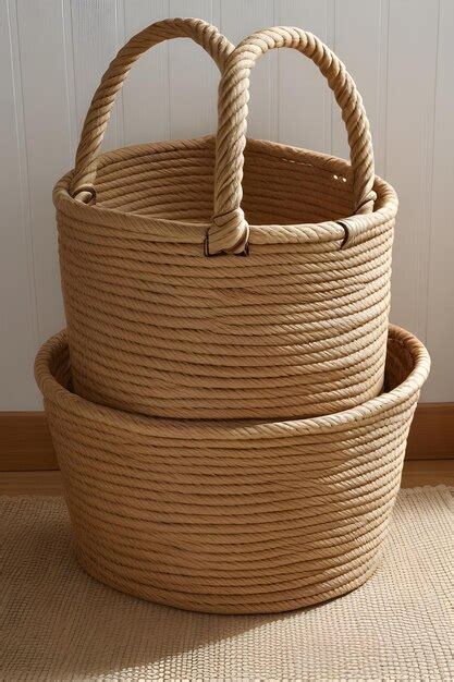 Premium Ai Image Natural Woven Rope Storage Basket