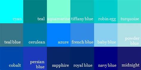 Colors For The Bedroom Blue Shades Colors Shades Of Blue Names Blue