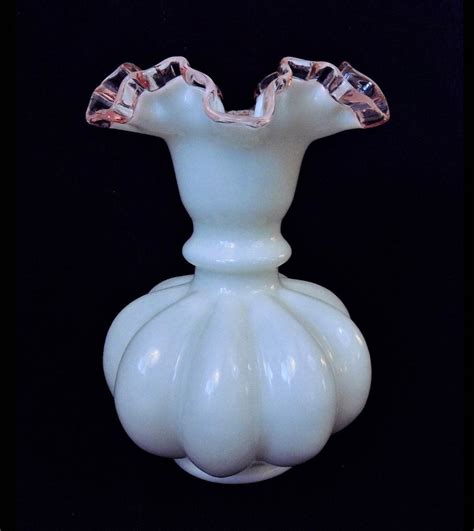 Elegant Fenton Rose Crest White Milk Glass Vase Double Etsy