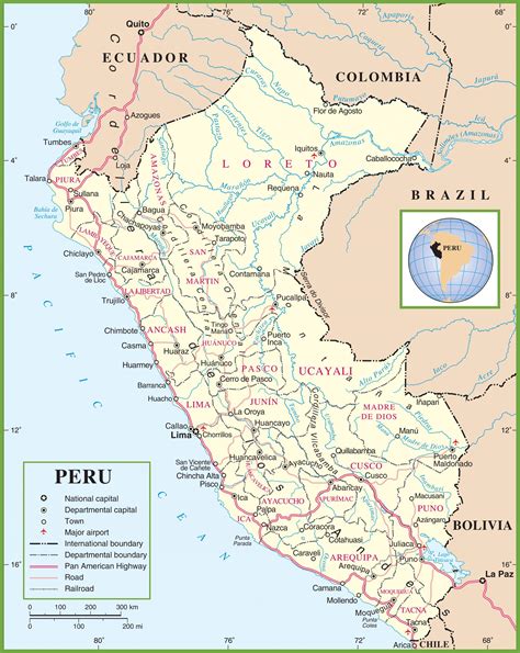Mapa Político Del Perú Mapa De Mapa Político Del Perú América Del