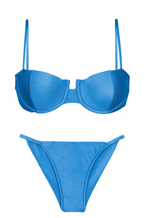 Textured Blue Cheeky Bikini With Balconette Top Set Eden Enseada Balconet Cheeky Fixa Rio De Sol