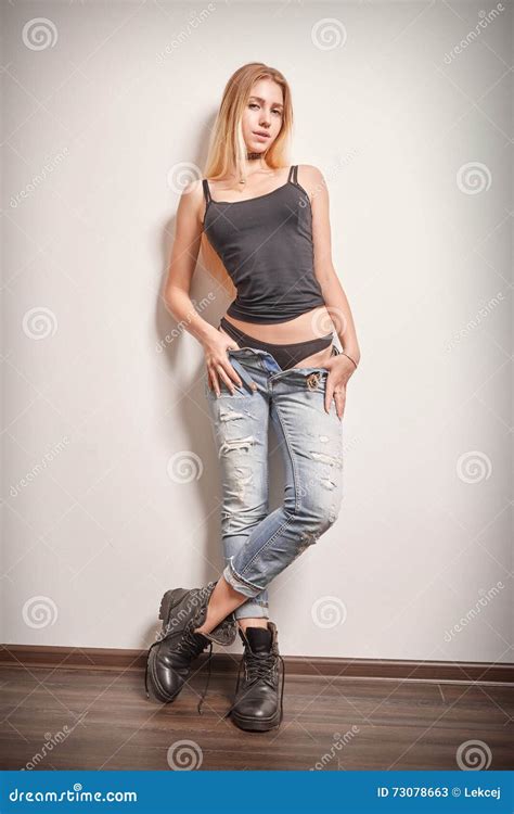Blond Girl Undressing Stock Image Image Of Boots Pretty 73078663
