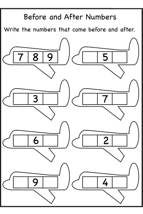 Numbers Before After And Between Free Printable Worksheets Kindergarten