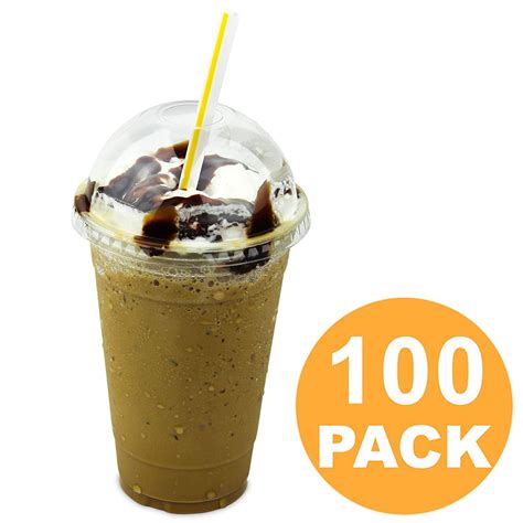100 Pack 20 Oz Bpa Free Clear Plastic Cup With Dome Lid For Iced Cold