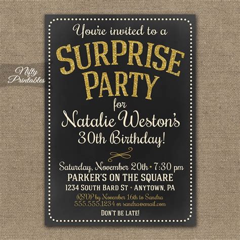 Dinywageman Printable Surprise Party Invitations