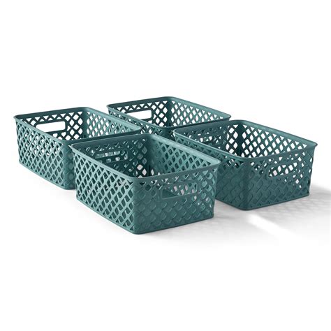 Mainstays Decorative Storage Basket Aqua Slate Small Set Of 4