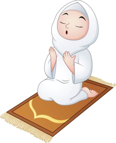 Royalty Free Cartoon Of Muslim Women Praying Clip Art Vector Images