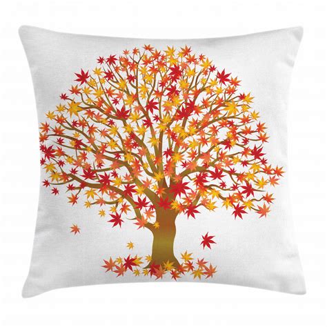 Autumn Throw Pillow Cushion Cover Fall Season Maple Tree With Foliage