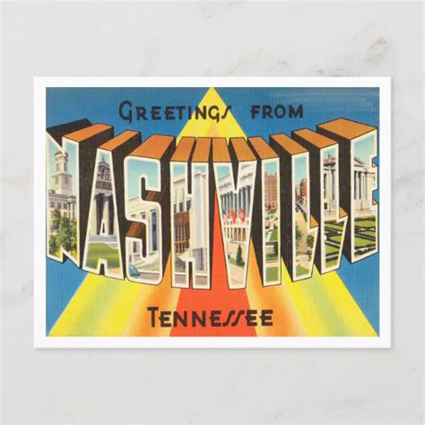 Greetings From Nashville Tennessee Vintage Travel Postcard Zazzle