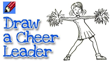 How To Draw A Cheerleader Real Easy For Kids And Beginners Drawings