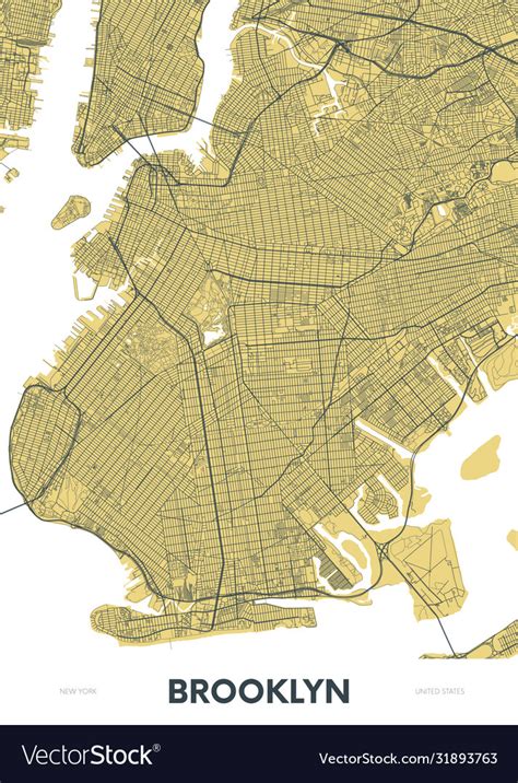 Detailed Borough Map Brooklyn New York City Vector Image