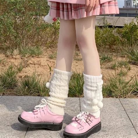 kawaii knitted leg warmer gaiters in 2021 leg warmers outfit kawaii leg warmers outfits with